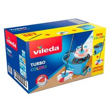 Набор для уборки Турбо Колорс (Turbo Colors, швабра + ведро с педальным отжимом), цвет голубой, Vileda
