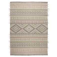 Ковер из хлопка, шерсти и джута с геометрическим орнаментом из коллекции Ethnic, 70х160 см, Tkano