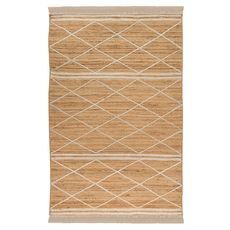 Ковер из джута бежевого цвета с геометрическим рисунком и с бахромой из коллекции Ethnic, 160x230 см, Tkano
