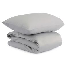 Комплект детского постельного белья из сатина светло-серого цвета из коллекции Essential, 110х140 см, Tkano