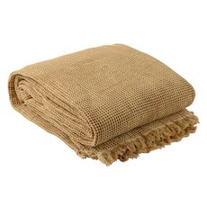 Покрывало вафельное из хлопка светло-коричневого цвета  из коллекции Essential, 180х250 см, Tkano