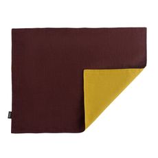 Салфетка под приборы из умягченного льна с декоративной обработкой бордовый/горчица Essential, 35х45, Tkano