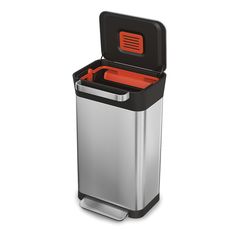 Контейнер для мусора с прессом Titan, 30 л, нержавеющая сталь, Joseph Joseph