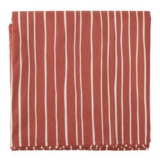 Скатерть из хлопка терракотового цвета с принтом Полоски из коллекции Prairie, 170х250 см, Tkano