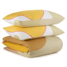 Комплект постельного белья полутораспальный из сатина горчичного цвета с авторским принтом из коллекции Freak Fruit, Tkano