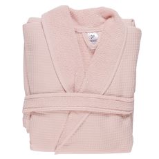 Халат банный из чесаного хлопка цвета пыльной розы из коллекции Essential, XL, Tkano