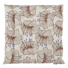 Подушка на стул из хлопка молочного цвета с принтом Цветы из коллекции Prairie, 40х40 см, Tkano