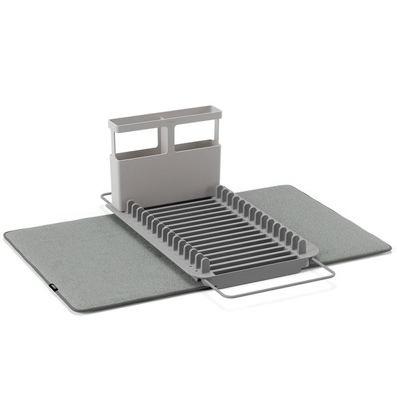 Коврик для сушки посуды с полкой для раковины Udry 51х17х57 см, темно-серый, Umbra