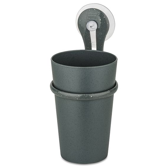 Стакан для зубных щеток на присоске Loop, Organic, темно-серый, Koziol
