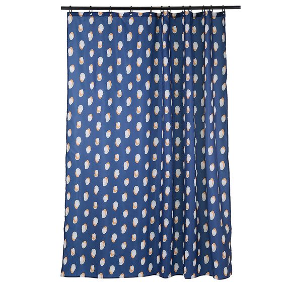 Штора для ванной темно-синего цвета с принтом Sun Spots  из коллекции Wild, 180х200 см, Tkano