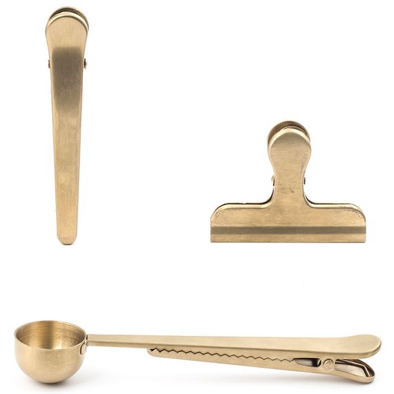 Набор зажимов для пакетов, 3 шт, медь, Kikkerland