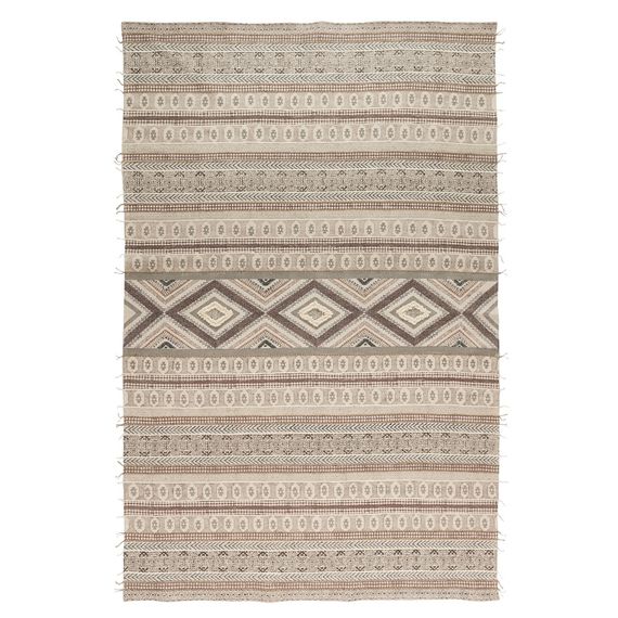 Ковер из хлопка, шерсти и джута с геометрическим орнаментом из коллекции Ethnic, 200х300 см, Tkano