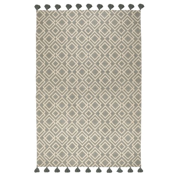 Ковер из хлопка с этническим узором Ромбы и кисточками из коллекции Ethnic, 200х300 см, Tkano
