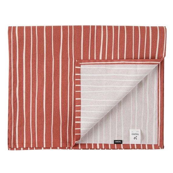Дорожка на стол из хлопка терракотового цвета с принтом Полоски из коллекции Prairie, 45х150 см, Tkano