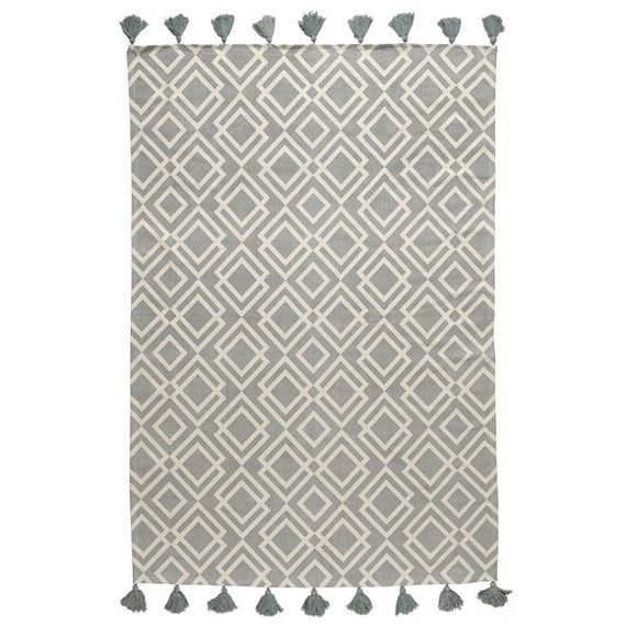 Ковер из хлопка с этническим узором Ромбы и кисточками из коллекции Ethnic, 160х230 см, Tkano