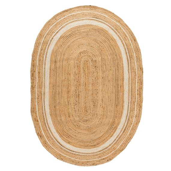 Ковер из джута овальный с вставками белого цвета из коллекции Ethnic, 200X300 см, Tkano