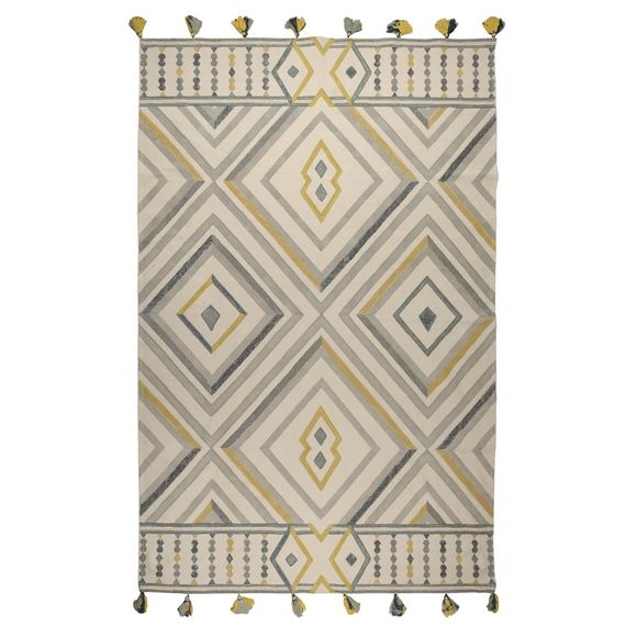 Ковер из хлопка с контрастным узором и кисточками из коллекции Ethnic, 200х300 см, Tkano