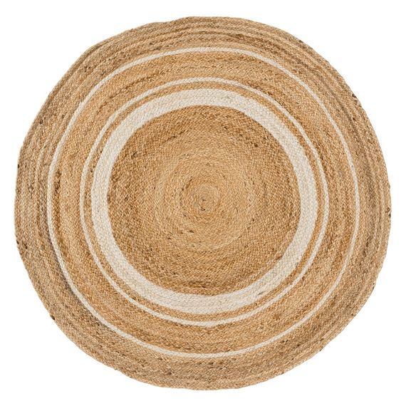 Ковер из джута круглый с вставками белого цвета из коллекции Ethnic, 120 см, Tkano