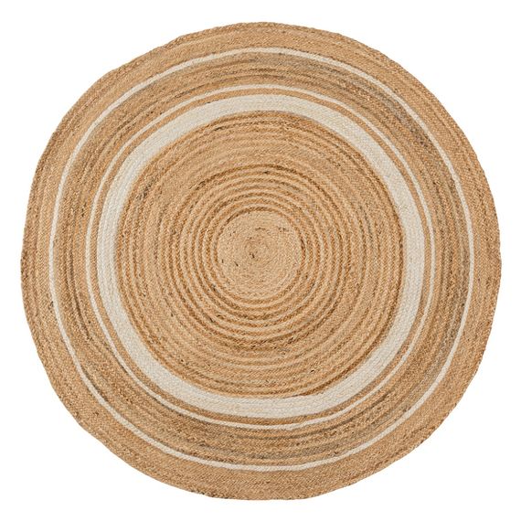 Ковер из джута круглый с вставками белого цвета из коллекции Ethnic, 150 см, Tkano