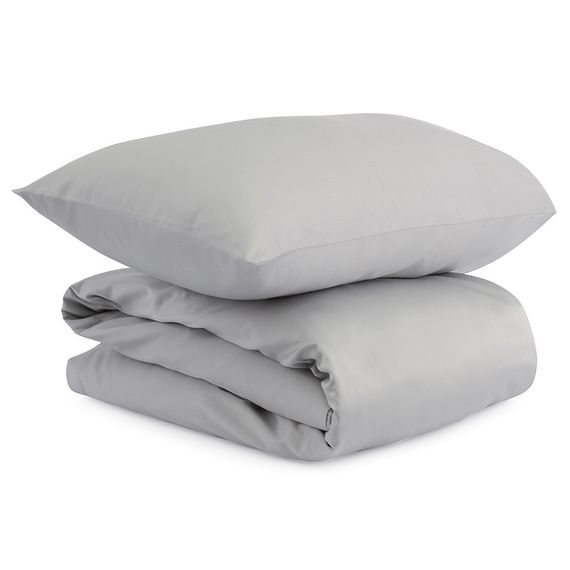 Комплект детского постельного белья из сатина светло-серого цвета из коллекции Essential, 100х120 см, Tkano