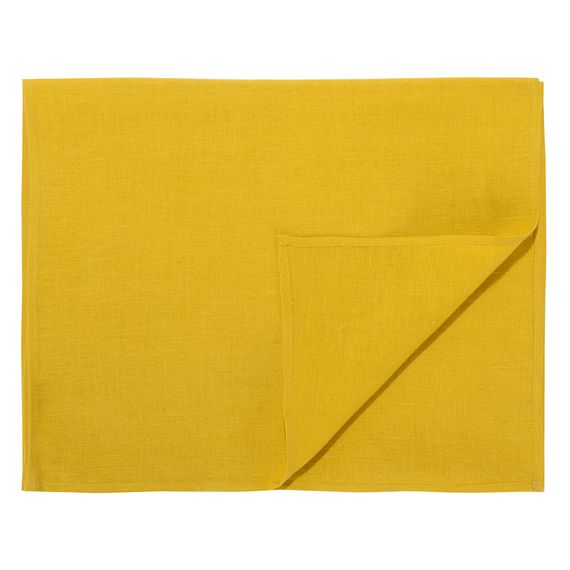 Дорожка на стол из стираного льна горчичного цвета из коллекции Essential, 45х150 см, Tkano