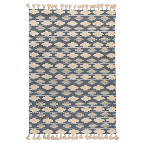 Ковер из хлопка синего цвета Argyle из коллекции Ethnic, 160х230 см, Tkano