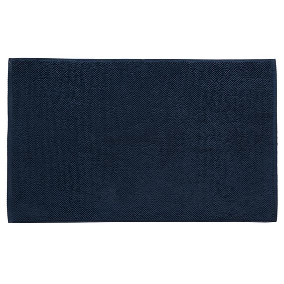 Коврик для ванной ворсовый из чесаного хлопка темно-синего цвета из коллекции Essential, 50х80 см, Tkano