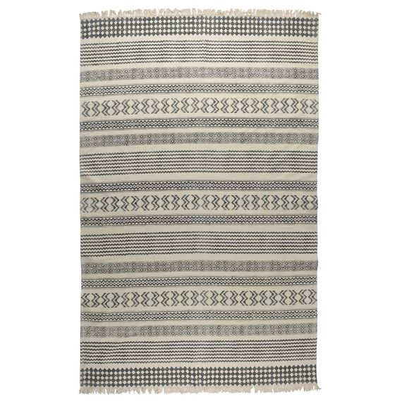 Ковер из хлопка с контрастным орнаментом и бахромой из коллекции Ethnic, 200х300 см, Tkano