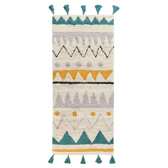 Ковер из хлопка с контрастным этническим орнаментом из коллекции Ethnic, 70х160 см, Tkano