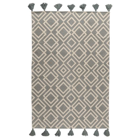 Ковер из хлопка с этническим узором Ромбы и кисточками из коллекции Ethnic, 120х180 см, Tkano