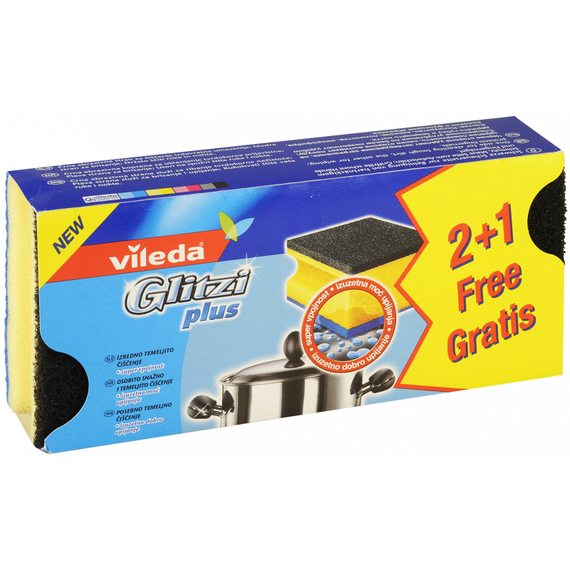 Губка Глитци Плюс для кастрюль 2+1 шт, Vileda