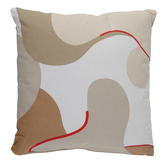 Подушка декоративная из хлопка бежевого цвета с авторским принтом из коллекции Freak Fruit, 45х45 см, Tkano