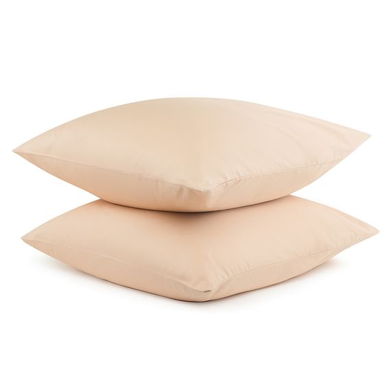 Набор из двух наволочек из сатина бежево-розового из коллекции Essential, 70х70 см, Tkano