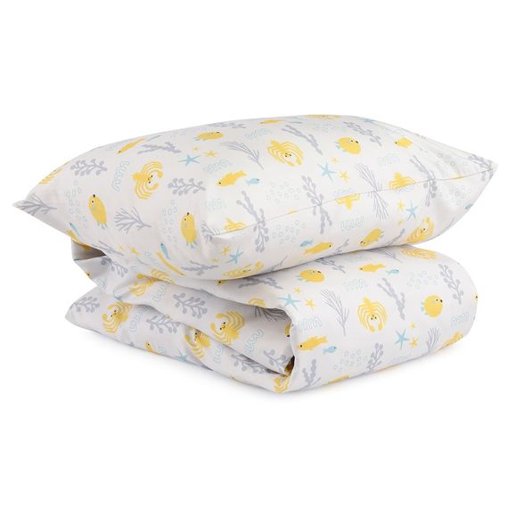 Комплект постельного белья из сатина с принтом Oceania world из коллекции Tiny world, 110х140 см, Tkano