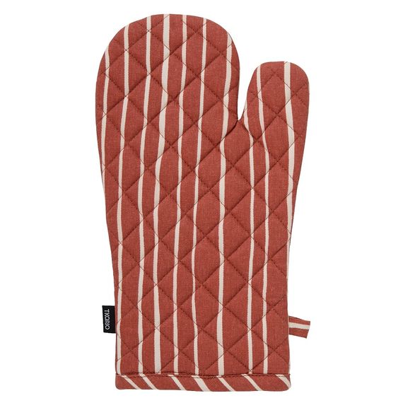 Прихватка-варежка из хлопка терракотового цвета с принтом Полоски из коллекции Prairie, 33х17,5 см, Tkano