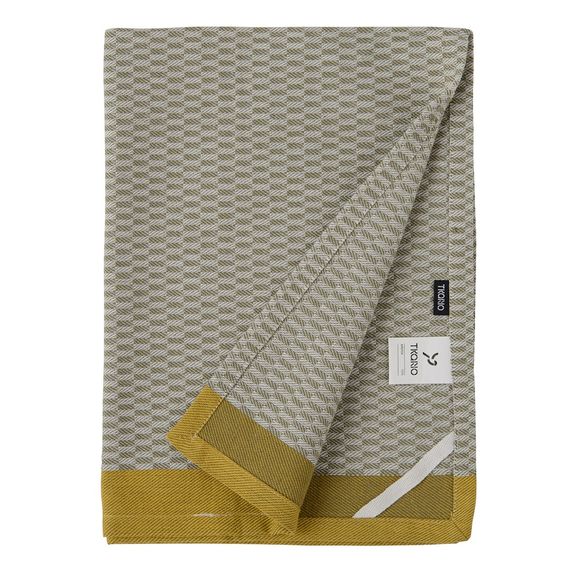 Полотенце кухонное жаккардовое горчичного и оливкового цветов из коллекции Essential, 50х70 см, Tkano