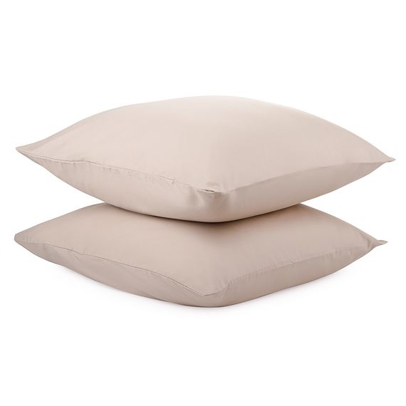 Набор из двух наволочек из сатина бежевого цвета из коллекции Essential, 70х70 см, Tkano
