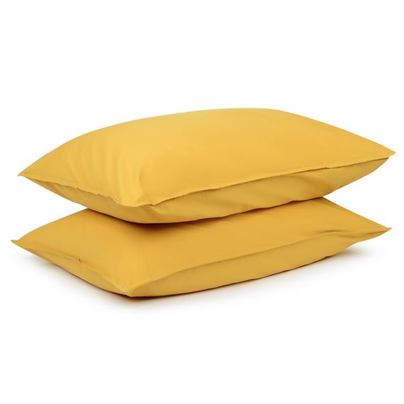 Набор из двух наволочек горчичного цвета из органического стираного хлопка из коллекции Essential, 50х70 см, Tkano