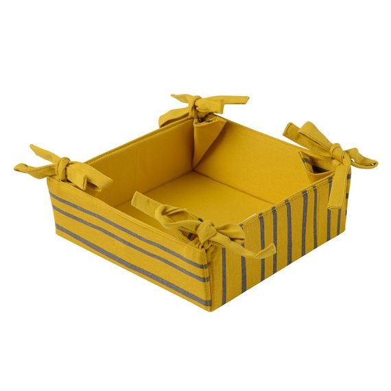 Корзинка для хлеба из хлопка горчичного цвета с принтом Полоски из коллекции Prairie, 30х30 см, Tkano