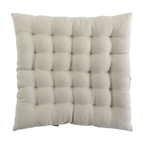 Подушка стеганая на стул из умягченного льна бежевого цвета Essential, 40х40 см, Tkano