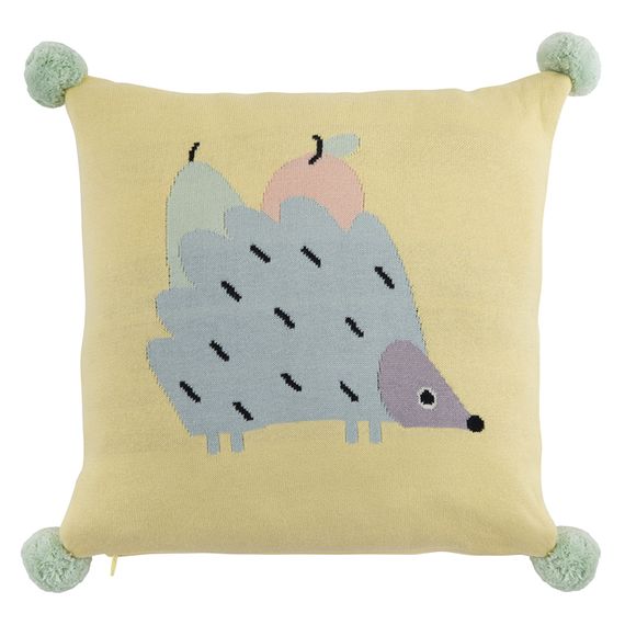 Подушка декоративная с помпонами Ежик Ugo из коллекции Tiny world 35х35 см, Tkano
