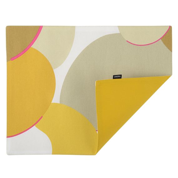 Салфетка двухсторонняя под приборы из хлопка горчичного цвета с авторским принтом из коллекции Freak Fruit, 35х45 см, Tkano