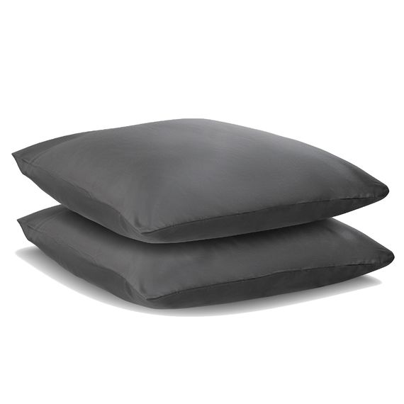 Набор из двух наволочек из сатина темно-серого цвета из коллекции Wild, 70х70 см, Tkano