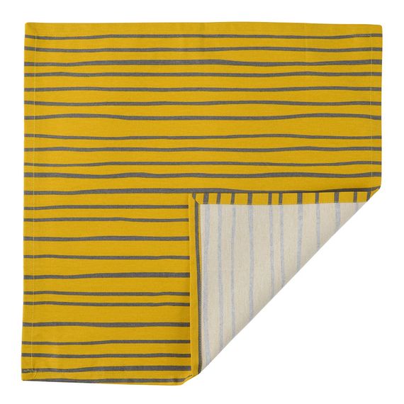 Салфетка сервировочная из хлопка горчичного цвета с принтом Полоски из коллекции Prairie, 45х45 см, Tkano