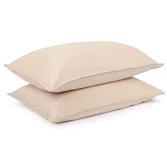 Набор из двух наволочек бежевого цвета из органического стираного хлопка из коллекции Essential, 50х70 см, Tkano