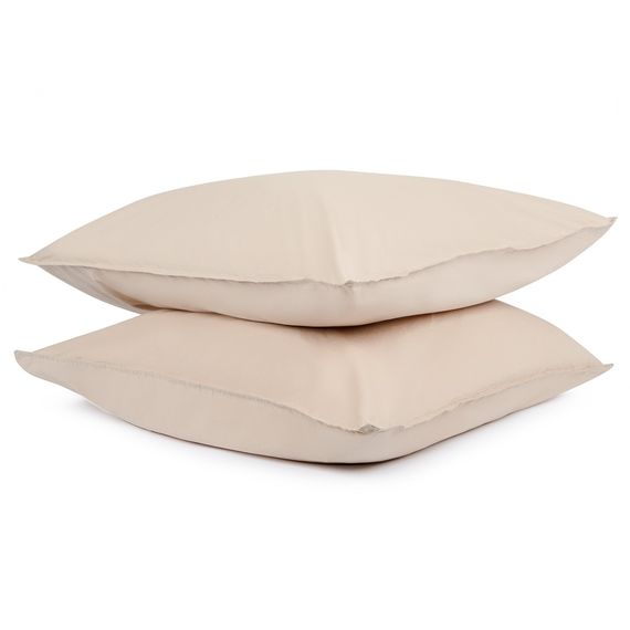 Набор из двух наволочек бежевого цвета из органического стираного хлопка из коллекции Essential, 70х70 см, Tkano