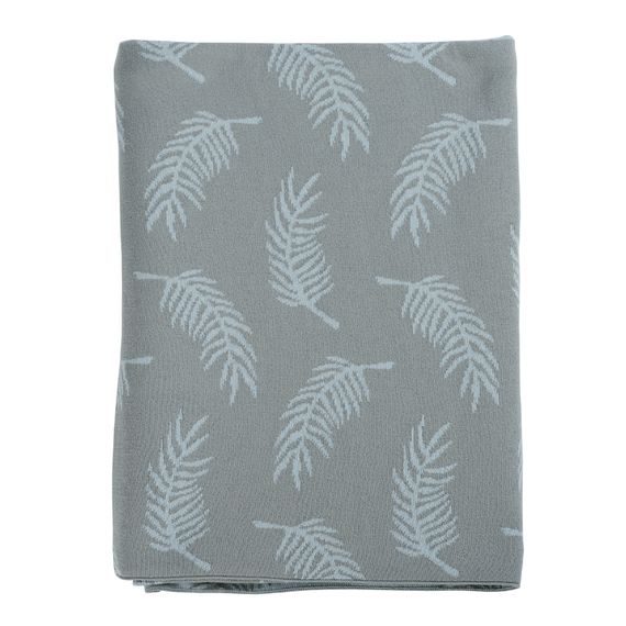 Плед вязаный с авторским принтом Fleshy Leaves серого цвета из коллекции Wild, 130х180 см, Tkano