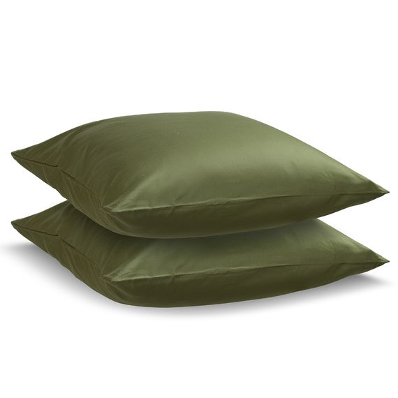 Набор из двух наволочек из сатина оливкового цвета из коллекции Wild, 70х70 см, Tkano