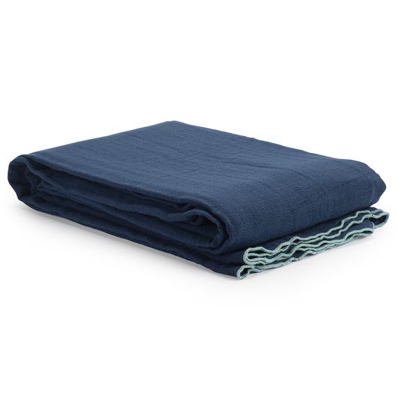 Покрывало легкое из хлопка темно-синего цвета с контрастной каймой из коллекции Essential, 230х250 см, Tkano