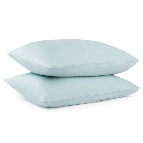 Набор из двух наволочек из сатина голубого цвета из коллекции Essential, 50х70 см, Tkano